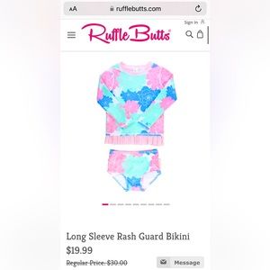 Ruffle Butts size 6 two piece swimsuit